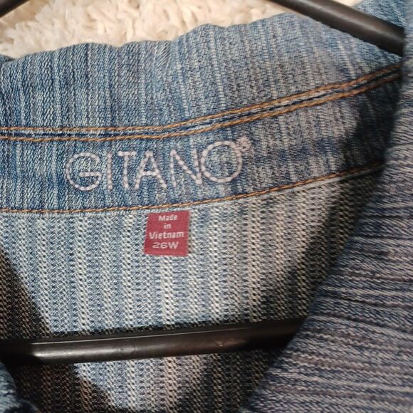 Vintage Gitano Denim Jacket Womens 26W Plus XXL Stretch Button Up Trucker - Picture 6 of 11